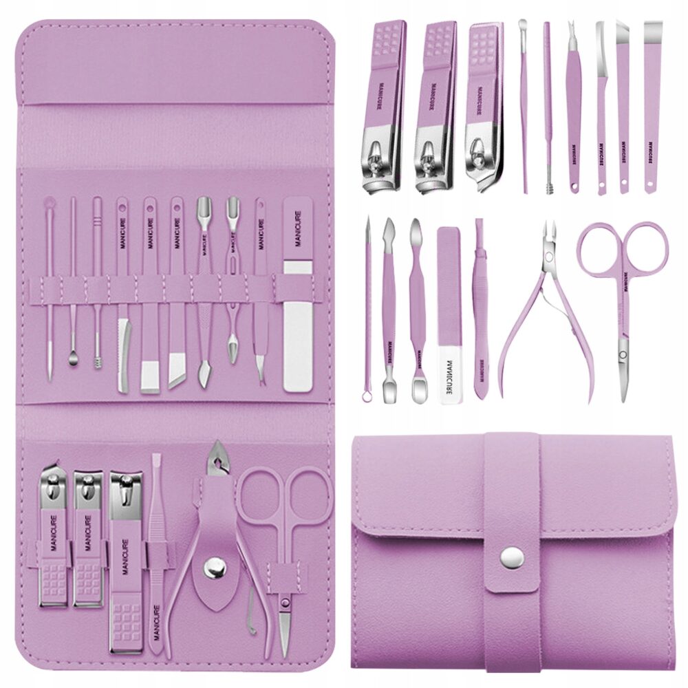 Set Manichiura si Pedichiura 16-in-1 cu plic din piele ecologica, model "MANI-CUT"