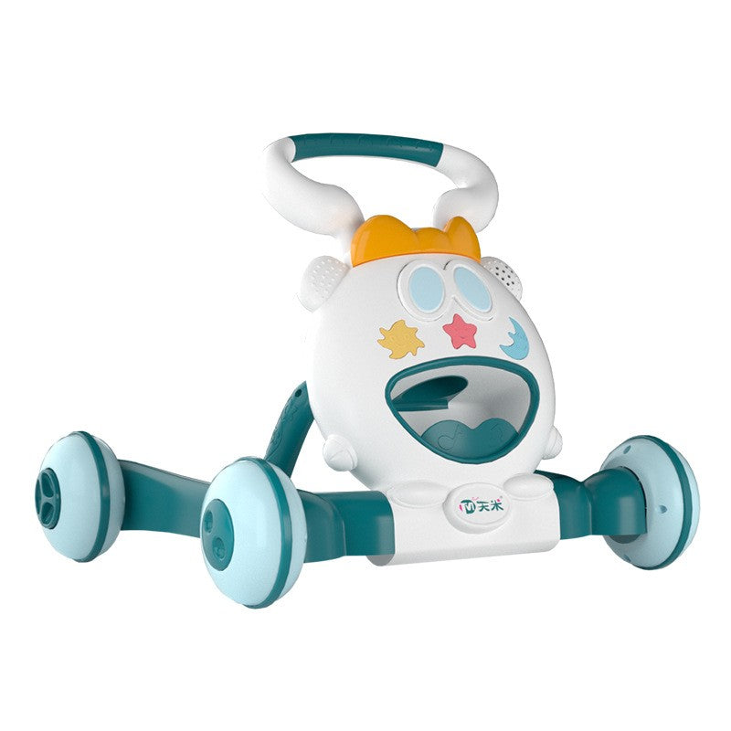 Premergator pentru copii Smart, pliabil, viteza ajustabila, maner antialunecare, cu lumini si muzica, 46 x 57 cm, loc depozitare jucarii, inaltime ajustabila, albastru