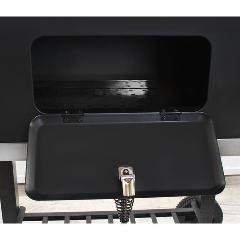 Gratar BBQ pe carbune, capac rabatabil cu termometru, roti transport, 115x46x106 cm, grill 61.5x46x51 cm