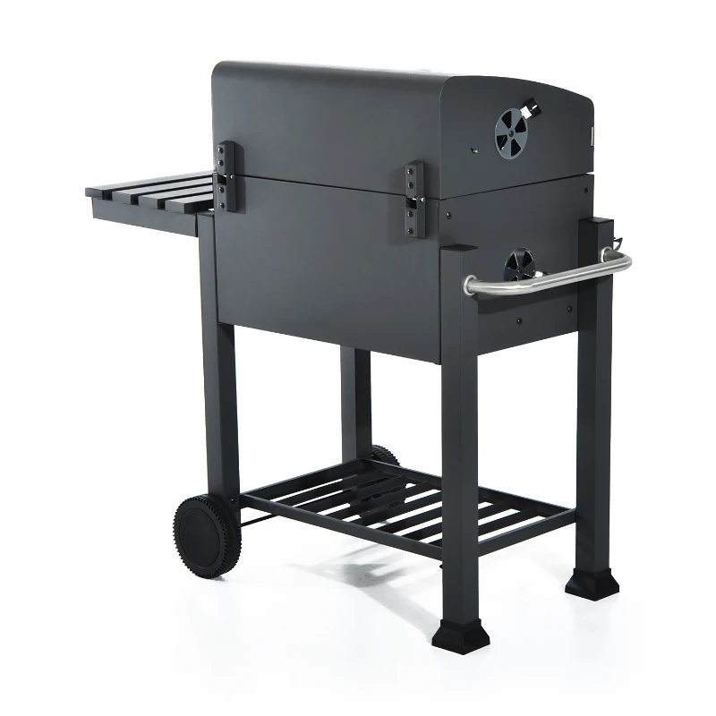 Gratar BBQ pe carbune, capac rabatabil cu termometru, roti transport, 115x46x106 cm, grill 61.5x46x51 cm