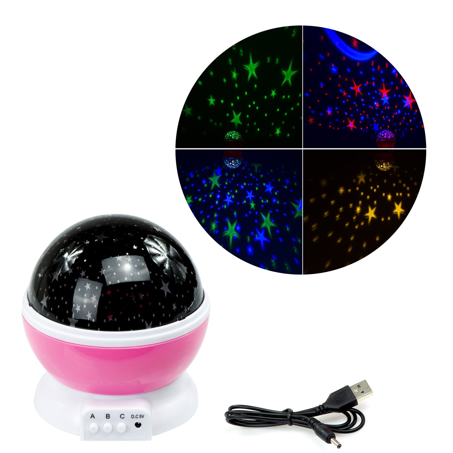Proiector LED cu alimentare USB, model "Galaxy Stars" cu 9 moduri de afisare