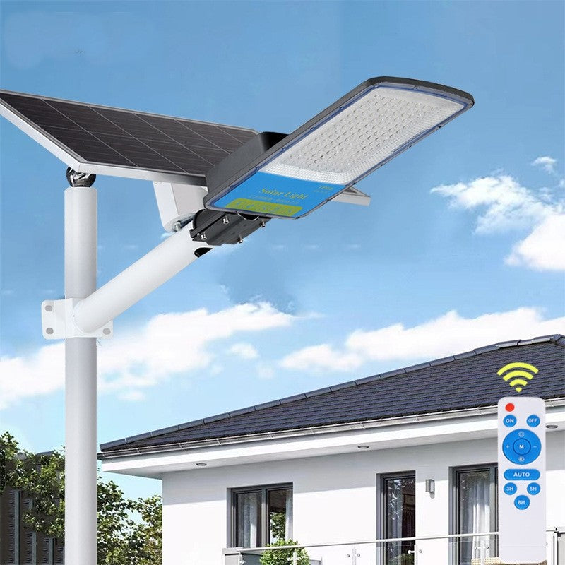 Lampa solara stradala Smart, IP66, senzor de lumina, 120 LED-uri SMD, 1800 lm, panou 20W, putere 100W, autonomie 12-16 ore, telecomanda, montare prin fixare, pentru strada sau gradina, finisaj mat, material ABS, 49 x 21 x 5.5 cm, gri (Copy)
