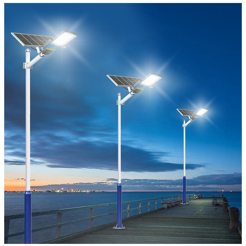 Lampa solara stradala Smart, IP66, senzor de lumina, 120 LED-uri SMD, 1800 lm, panou 20W, putere 100W, autonomie 12-16 ore, telecomanda, montare prin fixare, pentru strada sau gradina, finisaj mat, material ABS, 49 x 21 x 5.5 cm, gri (Copy)