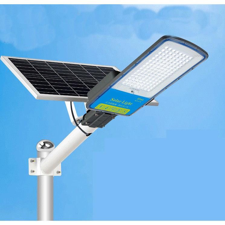 Lampa solara stradala Smart, IP66, senzor de lumina, 120 LED-uri SMD, 1800 lm, panou 20W, putere 100W, autonomie 12-16 ore, telecomanda, montare prin fixare, pentru strada sau gradina, finisaj mat, material ABS, 49 x 21 x 5.5 cm, gri (Copy)