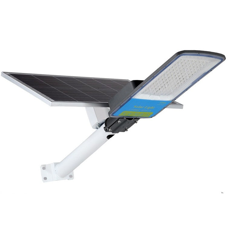 Lampa solara stradala Smart, IP66, senzor de lumina, 120 LED-uri SMD, 1800 lm, panou 20W, putere 100W, autonomie 12-16 ore, telecomanda, montare prin fixare, pentru strada sau gradina, finisaj mat, material ABS, 49 x 21 x 5.5 cm, gri (Copy)