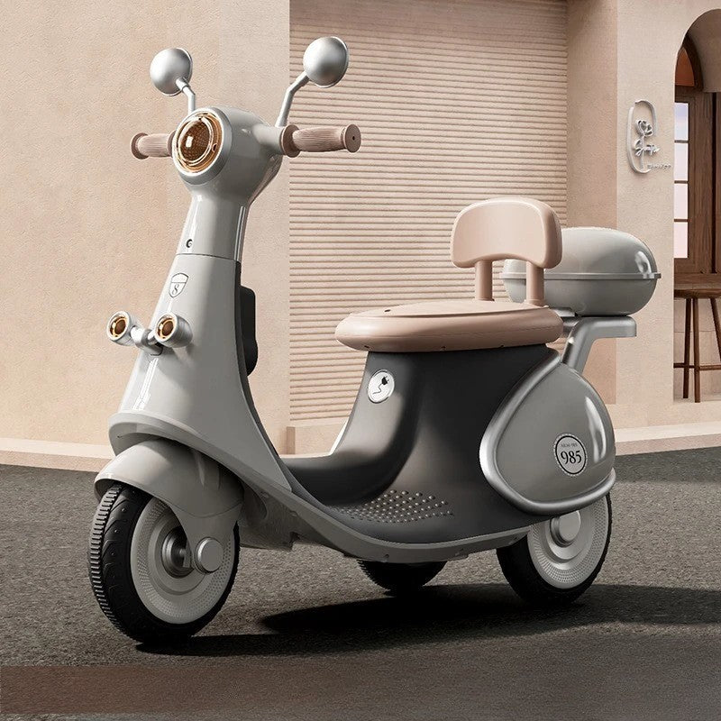 Motocicletă Electrică cu 3 Roti, Smart, Acumulator Încarcare, Anti-Rasturnare, Lumini, Sunete, Baterie 6V 7Ah, Telecomanda, 95x67x36cm, Gri