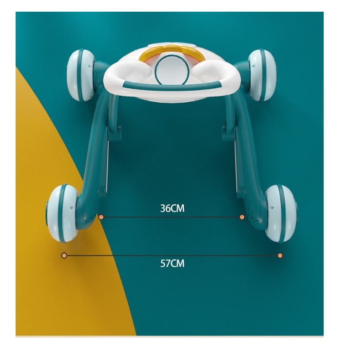 Premergator pentru copii Smart, pliabil, viteza ajustabila, maner antialunecare, cu lumini si muzica, 46 x 57 cm, loc depozitare jucarii, inaltime ajustabila, albastru
