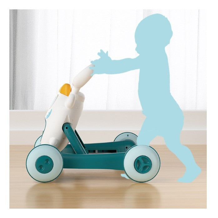 Premergator pentru copii Smart, pliabil, viteza ajustabila, maner antialunecare, cu lumini si muzica, 46 x 57 cm, loc depozitare jucarii, inaltime ajustabila, albastru