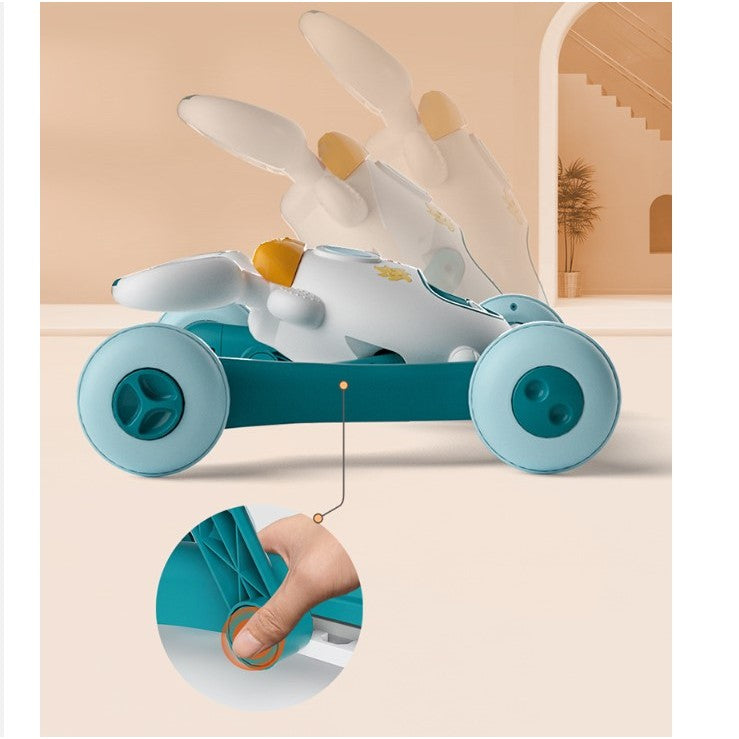 Premergator pentru copii Smart, pliabil, viteza ajustabila, maner antialunecare, cu lumini si muzica, 46 x 57 cm, loc depozitare jucarii, inaltime ajustabila, albastru