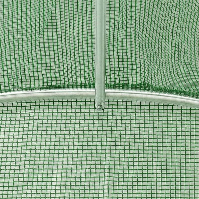 Sera solar tip tunel, 10x3x2 m, ferestre cu plasa anti-insecte, 1 usa rulanta, folie PE cu filtru UV4, verde