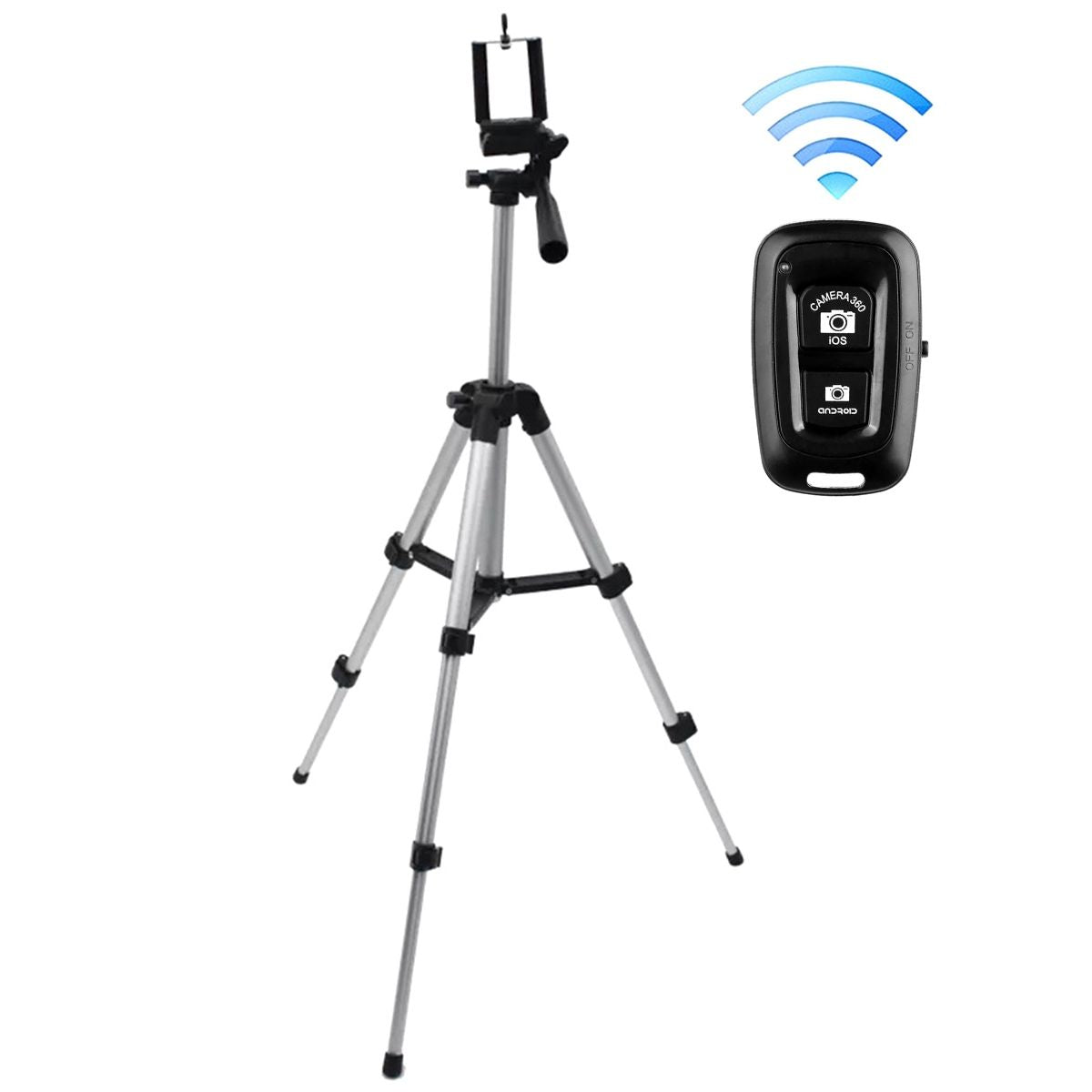 Trepied fotografic din aluminiu, compact, cu suport mobil 3D + Telecomanda Bluetooth