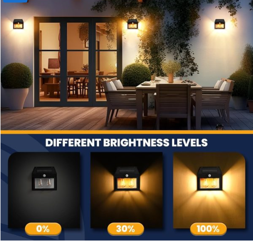 Lampă Solară de Perete cu Senzor de Lumină și Mișcare – Design Felinar cu 2 Becuri