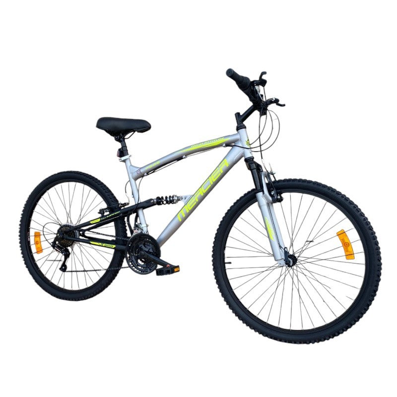 Bicicleta Mountain Bike 26 inch, dubla suspensie, V-brake, 18 viteze, cadru otel, gri