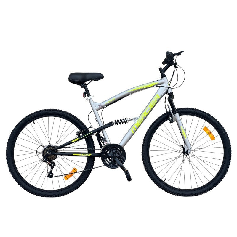 Bicicleta Mountain Bike 26 inch, dubla suspensie, V-brake, 18 viteze, cadru otel, gri