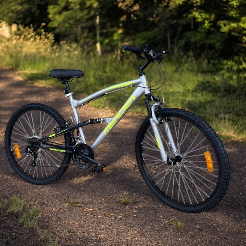 Bicicleta Mountain Bike 26 inch, dubla suspensie, V-brake, 18 viteze, cadru otel, gri