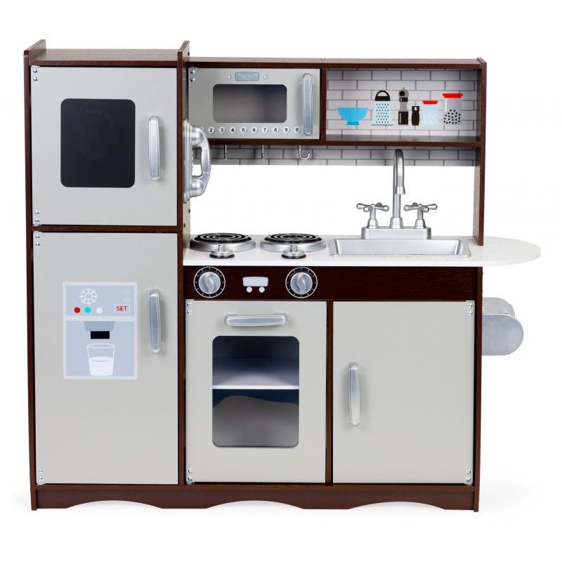 Bucatarie pentru copii, utilata cu frigider, chiuveta, aragaz, cuptor cu microunde, telefon, 83x30x95 cm, MDF