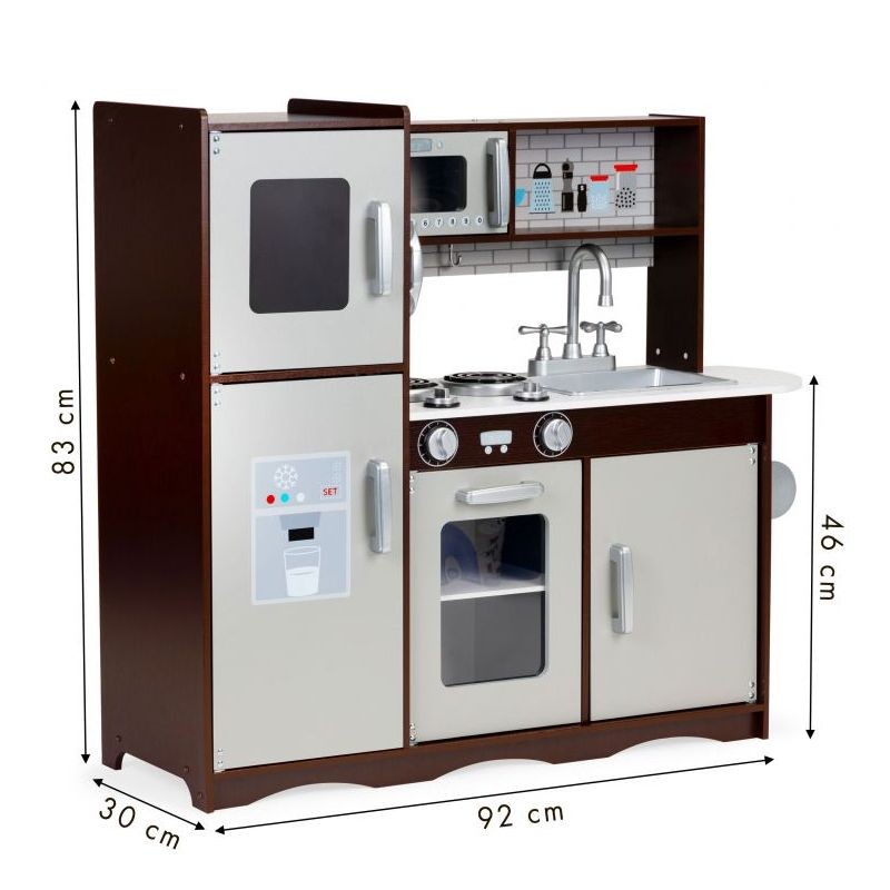 Bucatarie pentru copii, utilata cu frigider, chiuveta, aragaz, cuptor cu microunde, telefon, 83x30x95 cm, MDF