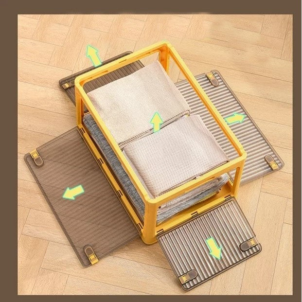 Cutie de depozitare pliabila, Smart, Cu capac, 85 L, Plastic, 60x42x34 cm, Portocaliu