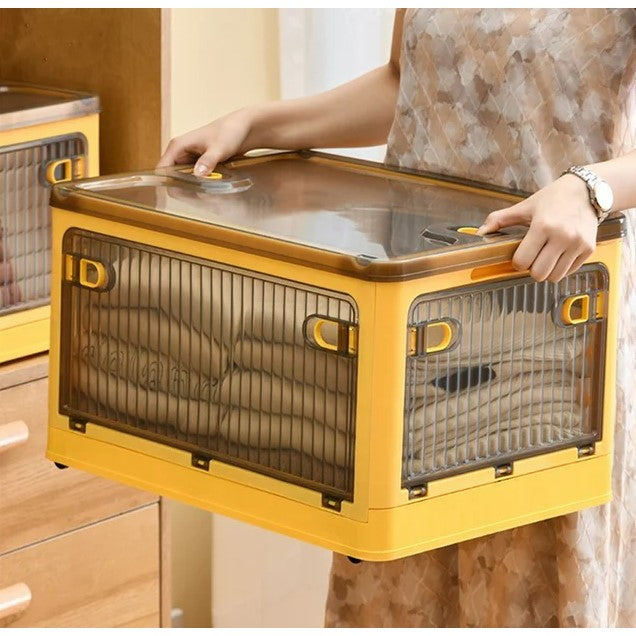 Cutie de depozitare pliabila, Smart, Cu capac, 85 L, Plastic, 60x42x34 cm, Portocaliu