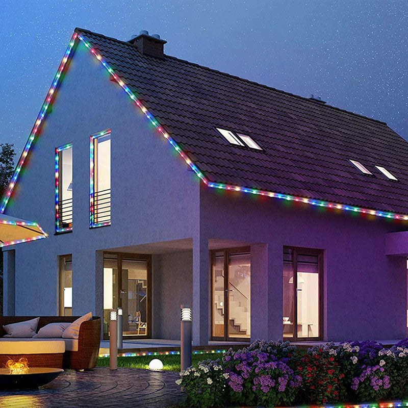 Instalatie Craciun, 100 m, 2400 Led-uri, Furtun Luminos, Multicolor, Transformator, 8 jocuri de lumini, Sectionabila, 220 V, Smart