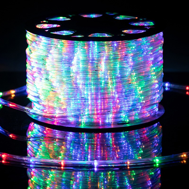 Instalatie Craciun, 100 m, 2400 Led-uri, Furtun Luminos, Multicolor, Transformator, 8 jocuri de lumini, Sectionabila, 220 V, Smart