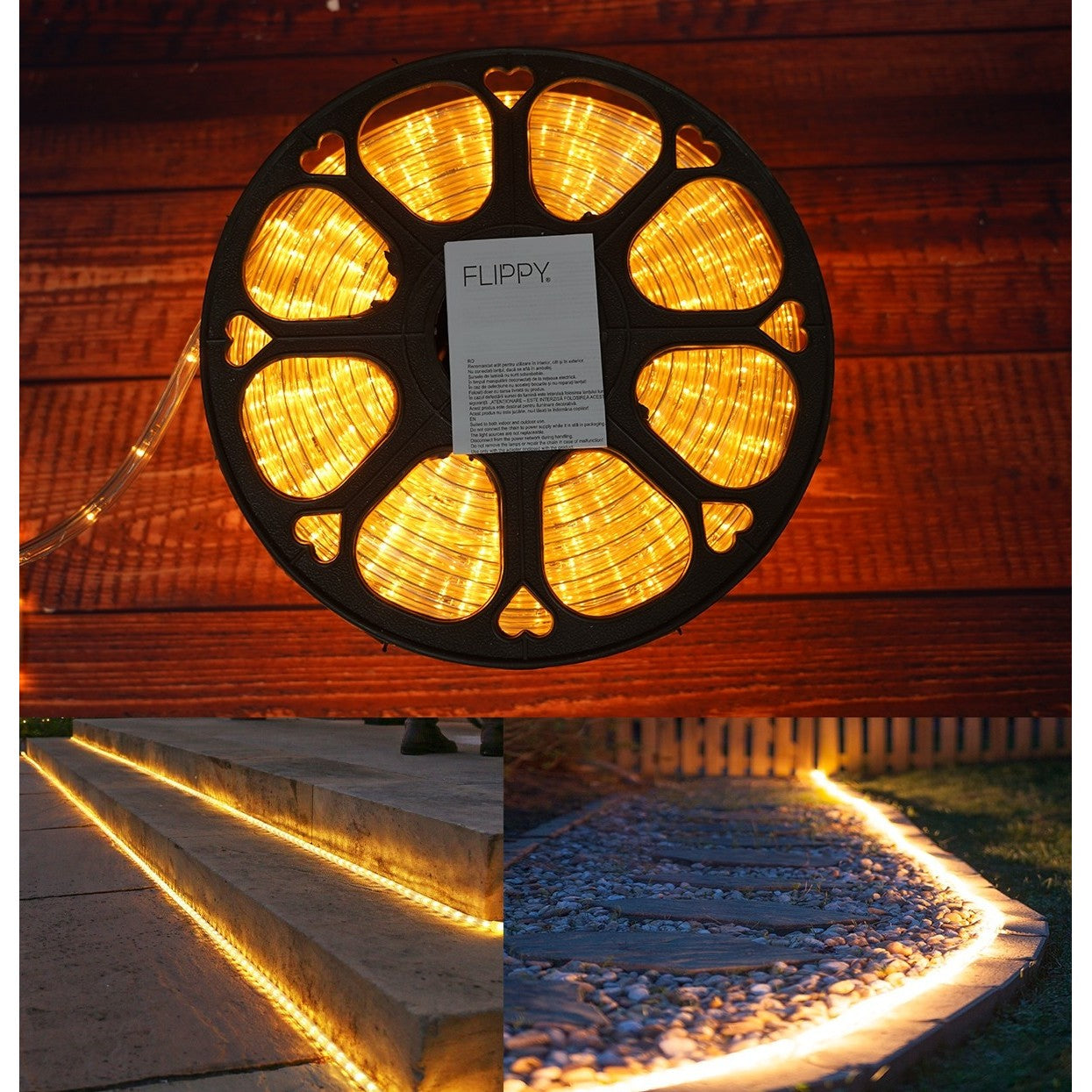 Instalatie Craciun, 30 m, 720 Led-uri, Furtun Luminos, Alb cald, Transformator, Sectionabila, 220 V, Smart