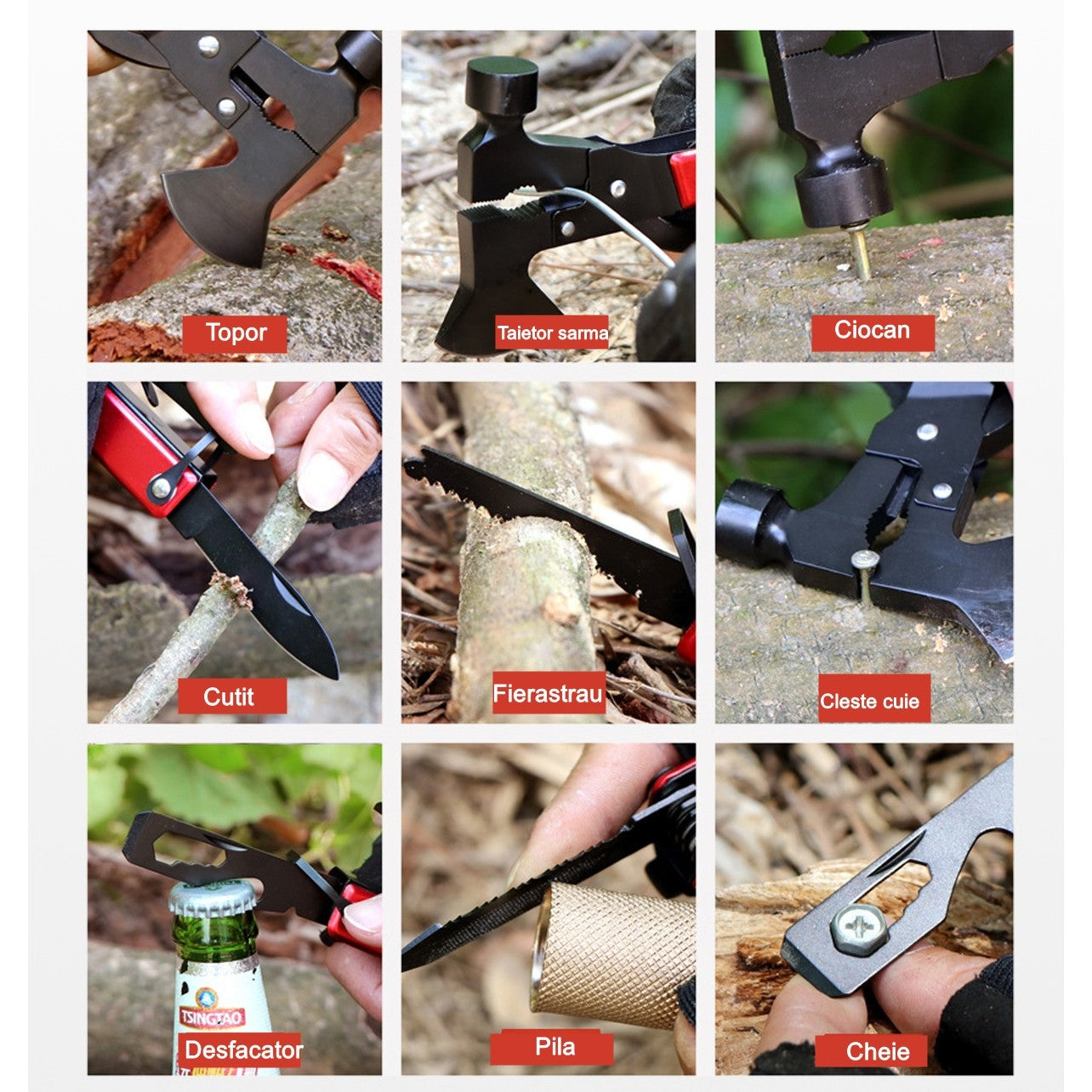 Kit supravietuire multifuncional Smart, 42 de Instrumente Profesionale, Echipament de prim-ajutor, Drumetie, Camping, Negru