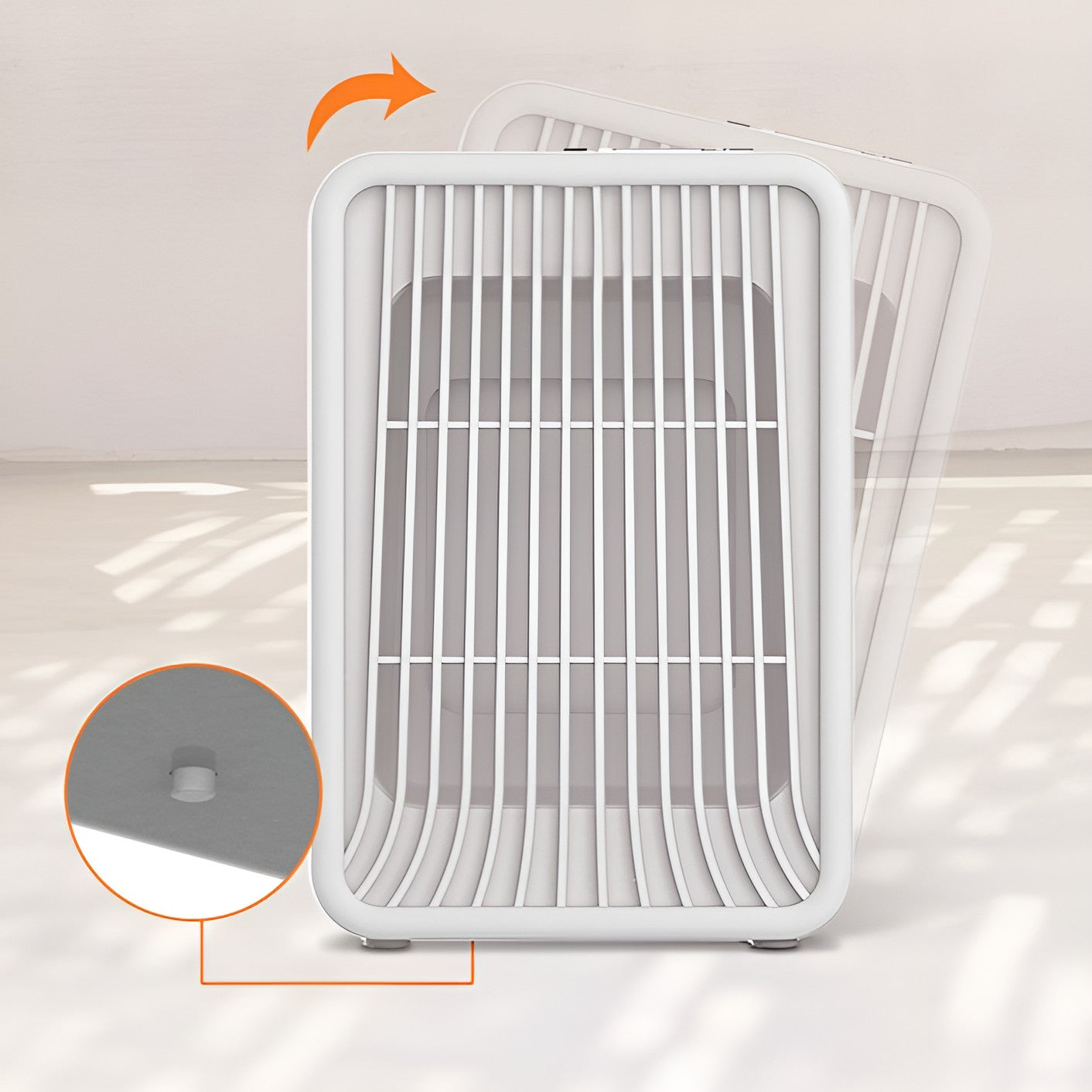 Mini Incalzitor pentru Birou, Smart, Incalzire si Racire, 1000-1200W, cu Lumini, cu Maner, Lungime Cablu 1.5 m, 3 Trepte de Temperatura, 15.3x13.8x22.5 cm, Alb