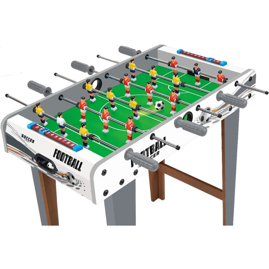 Masa de fotbal cu teren si 18 jucatori Smart, 6 manere, cu Tablou Scor, din Metal, Lemn si ABS, 69 x 36.5 x 23 cm, cu Picioare, Design Multicolor, pentru copii/adulti