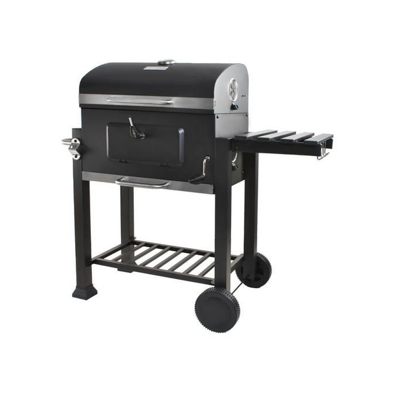 Gratar BBQ pe carbune, capac rabatabil cu termometru, roti transport, 115x46x106 cm, grill 61.5x46x51 cm