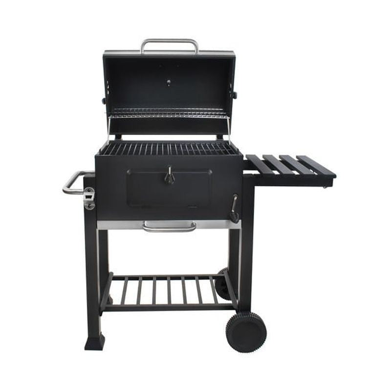 Gratar BBQ pe carbune, capac rabatabil cu termometru, roti transport, 115x46x106 cm, grill 61.5x46x51 cm