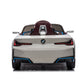 Masinuta electrica BMW I4, 2X25W, Bluetooth, MP3, lumini LED fata-spate, suspensii, roti spuma EVA, scaun maro