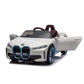 Masinuta electrica BMW I4, 2X25W, Bluetooth, MP3, lumini LED fata-spate, suspensii, roti spuma EVA, scaun maro