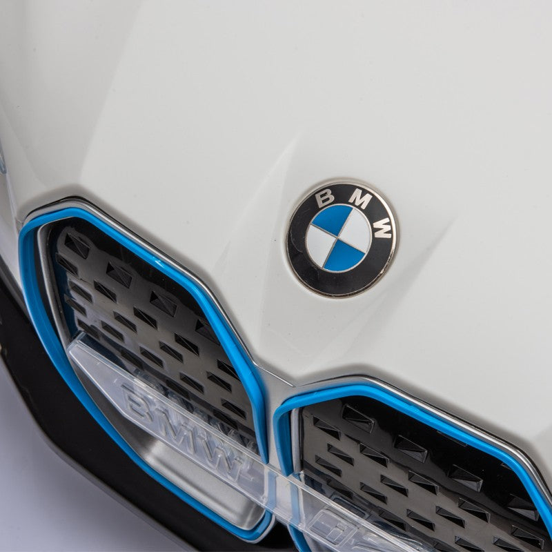 Masinuta electrica BMW I4, 2X25W, Bluetooth, MP3, lumini LED fata-spate, suspensii, roti spuma EVA, scaun maro