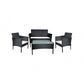 Set 4 piese mobilier gradina, fotolii, canapea, masuta cafea, perne, blat sticla, model ratan negru