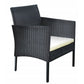 Set 4 piese mobilier gradina, fotolii, canapea, masuta cafea, perne, blat sticla, model ratan negru