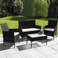 Set 4 piese mobilier gradina, fotolii, canapea, masuta cafea, perne, blat sticla, model ratan negru