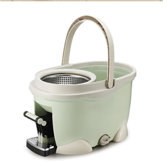 Set Galeata cu Pedala si Mop Rotativ 360°, Smart, Cu Actiune Centrifuga x4, Pentru Uz Casnic, Maner din Otel Inoxidabil Telescopic, 2 Capte din Bumbac, 46x30x28 cm, Verde Matcha