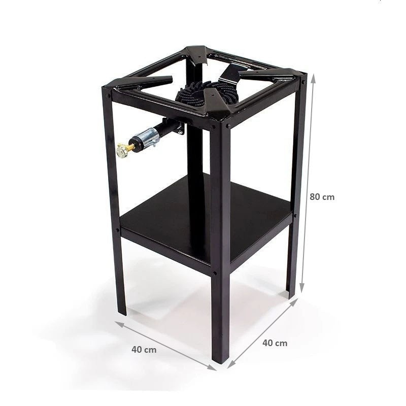 Arzator pentru gaz 8.5 kW, din fonta, 40x40x80 cm, raft depozitare