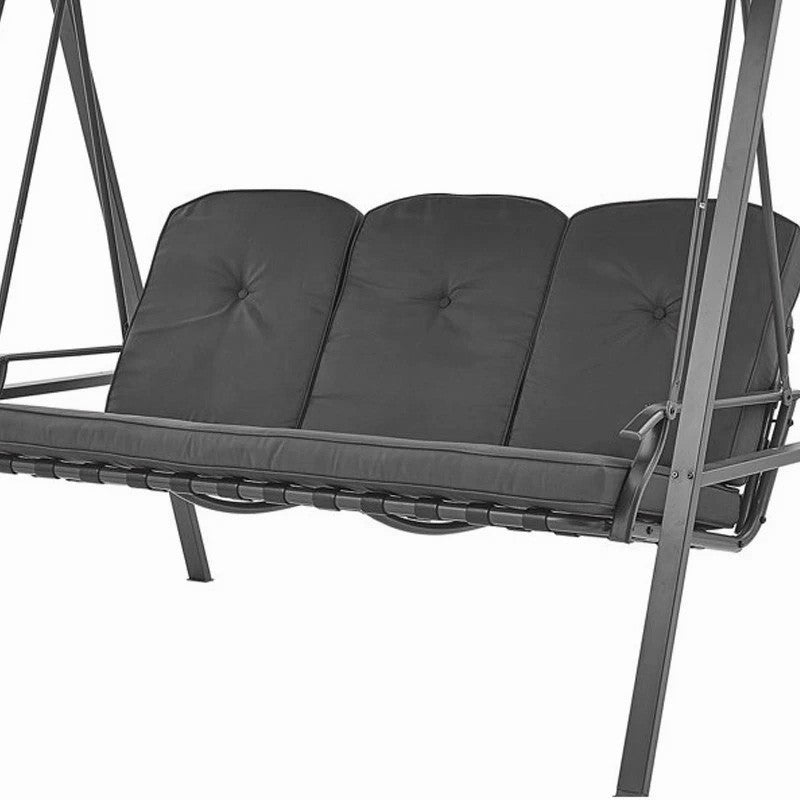 Balansoar gradina, 3 locuri, copertina impermeabila, 205x118x184 cm, gri