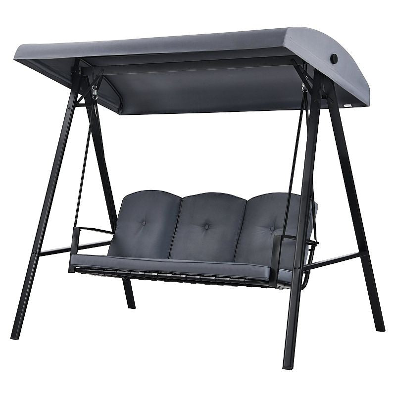 Balansoar gradina, 3 locuri, copertina impermeabila, 205x118x184 cm, gri