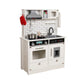 Bucatarie de lemn pentru copii, iluminata, efecte sonore, 4 accesorii incluse, design vintage, 65x97.5x30 cm, alb