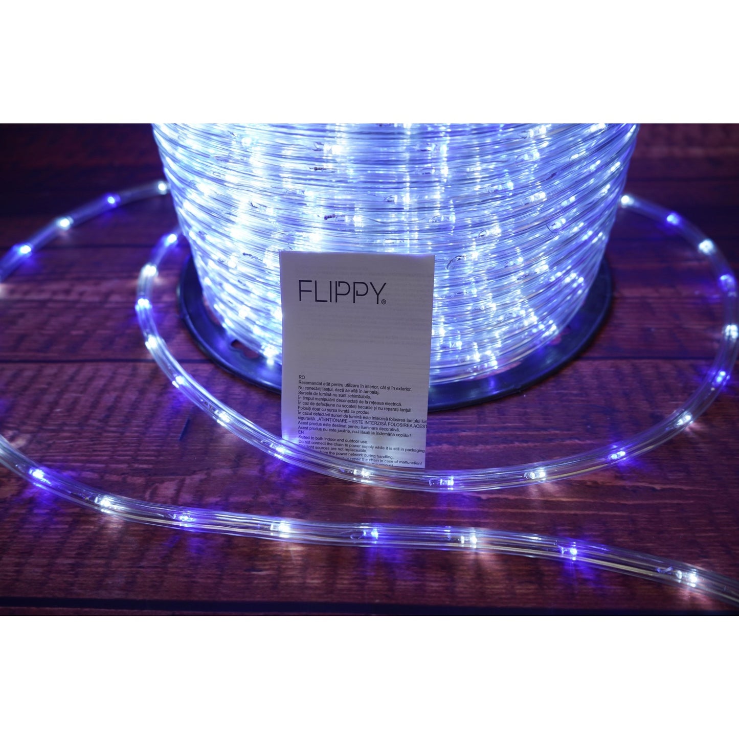 Instalatie Craciun, 50 m, 1200 Led-uri, Furtun Luminos, Alb rece/ Albastru, Transformator, Sectionabila, 220 V, Smart