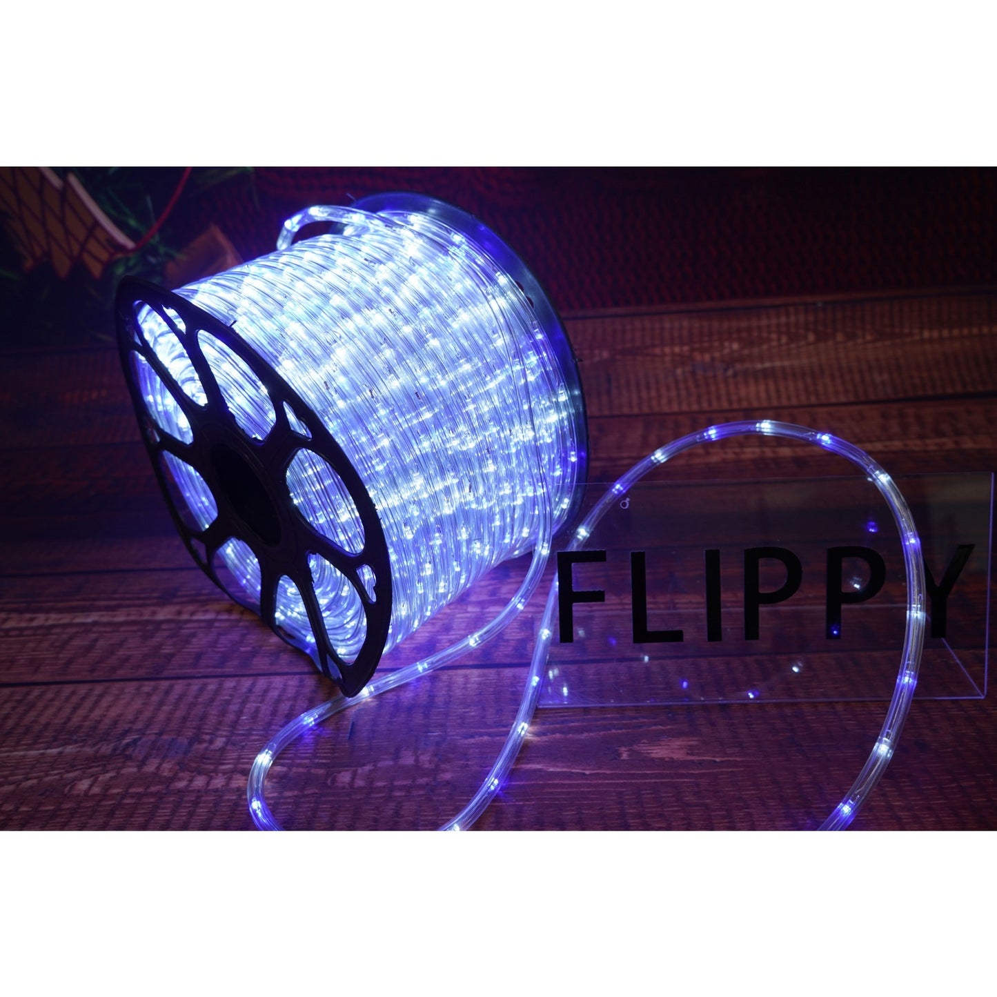 Instalatie Craciun, 50 m, 1200 Led-uri, Furtun Luminos, Alb rece/ Albastru, Transformator, Sectionabila, 220 V, Smart