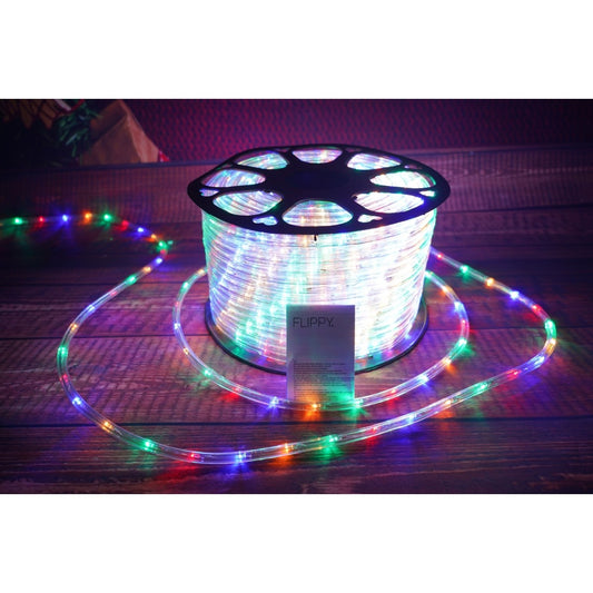 Instalatie Craciun, 50 m, 1200 Led-uri, Furtun Luminos, Multicolor, Transformator, 8 jocuri de lumini, Sectionabila, 220 V, Smart