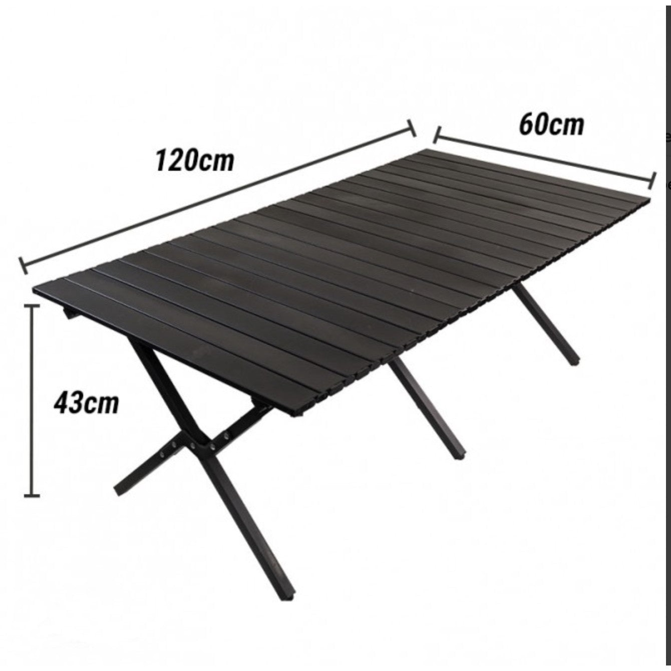 Masa camping, Aluminiu, Pliabila, Smart, 120x60x43cm, Negru