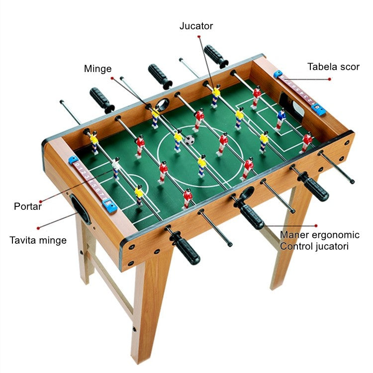 Masa de fotbal cu teren si 18 jucatori Smart, cu tablou pentru scor, din metal, lemn si ABS, cu Picioare, 69 x 34 x 65 cm, pentru copii si adulti