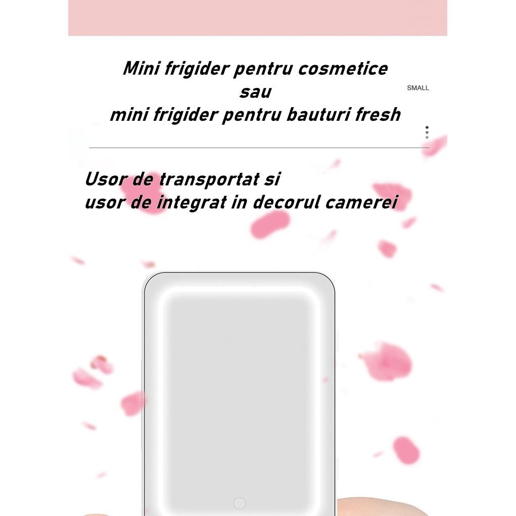 Mini frigider cosmetice, Smart, dubla functie de incalzire/racire, portabil, 8L, alb