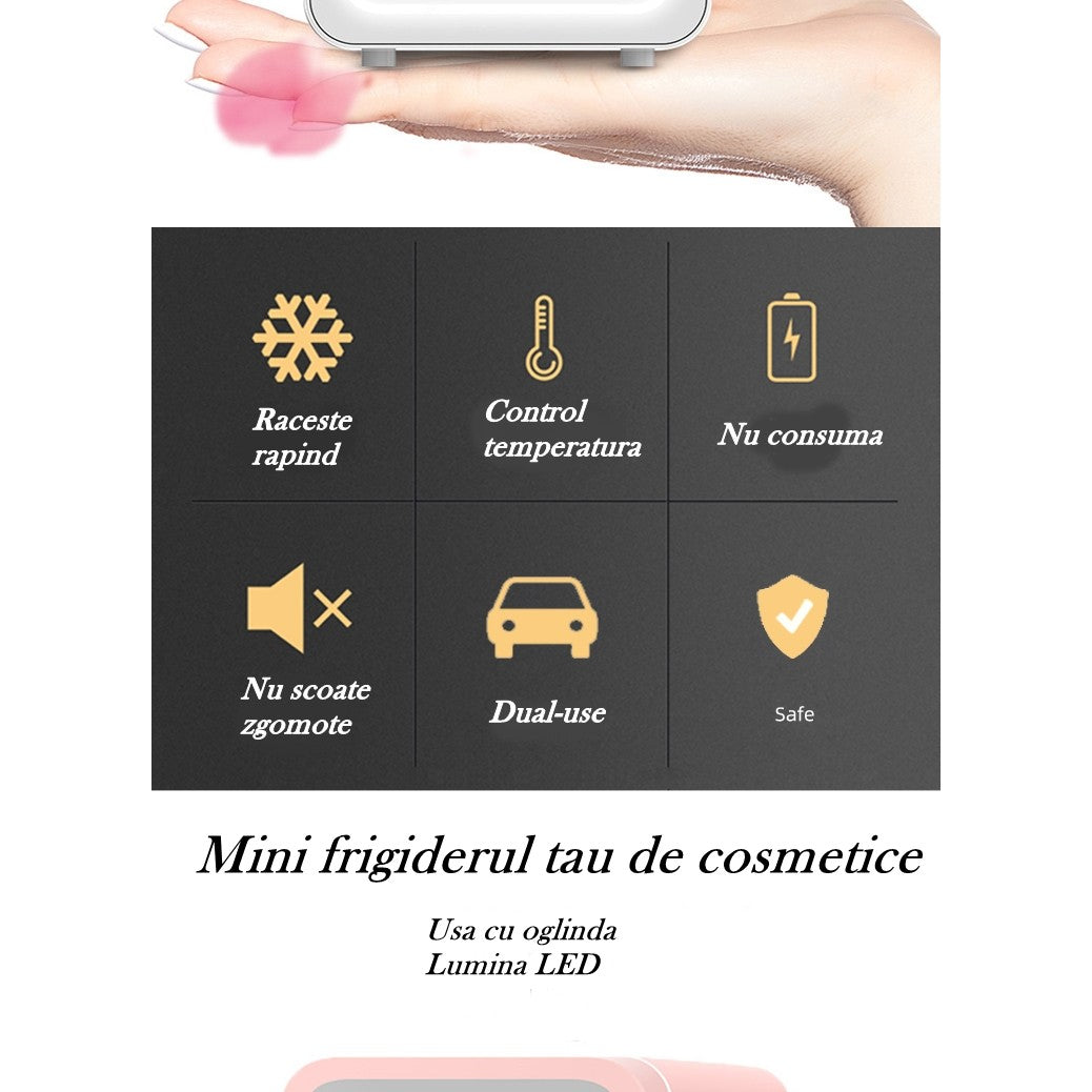 Mini frigider cosmetice, Smart, dubla functie de incalzire/racire, portabil, 8L, alb