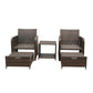 Set mobilier gradina, 2 fotolii si 2 tabureti otoman, masuta cafea, perne incluse, maro